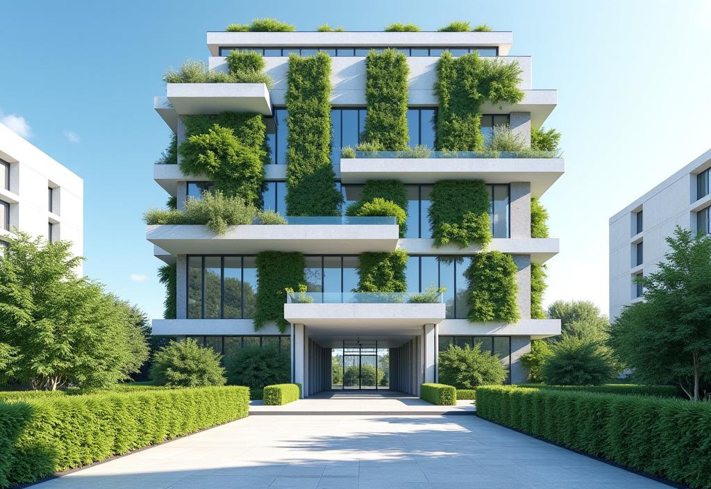 Edificio gubernamental con espacios verdes optimizados